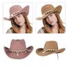 Cowboy Hat Braided Straw Hat for Disco House Cocktails Parties Vacation for Male Female Comedian Actor