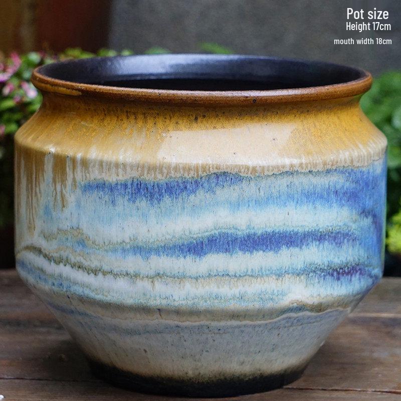 Handmade Retro Ceramic Succulent Planter with Large Caliber