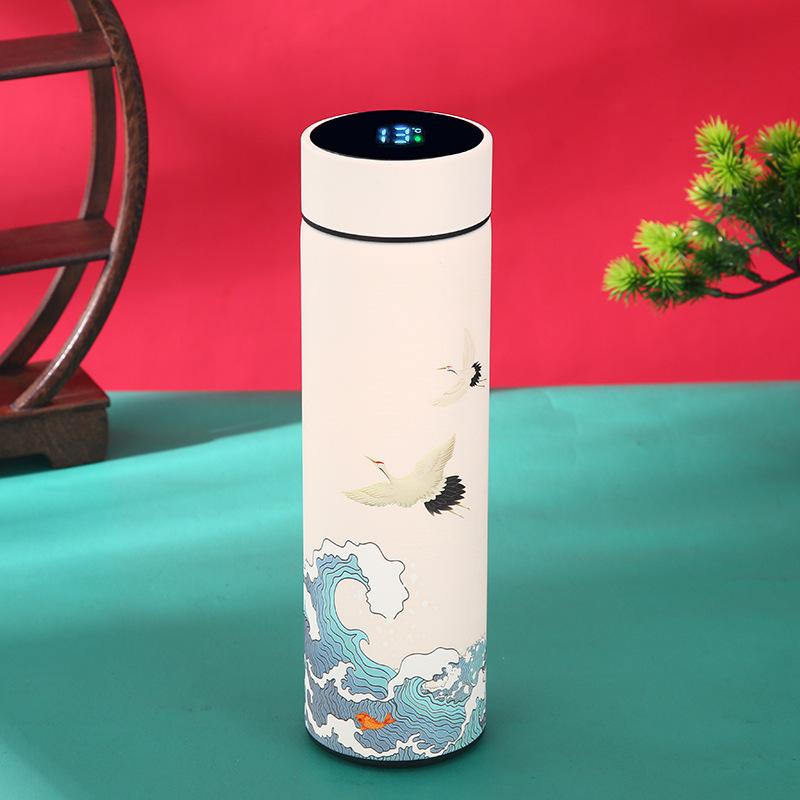 Intelligent temperature measurement stainless steel thermos cup Men's business cup Creative enterprise annual meeting cup