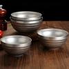Retro Stainless Steel Threaded Rice Bowl Ramen Kimchi Seasoning Sugar Ramen Bowls Home Restaurant Tableware Kitchen Accessories