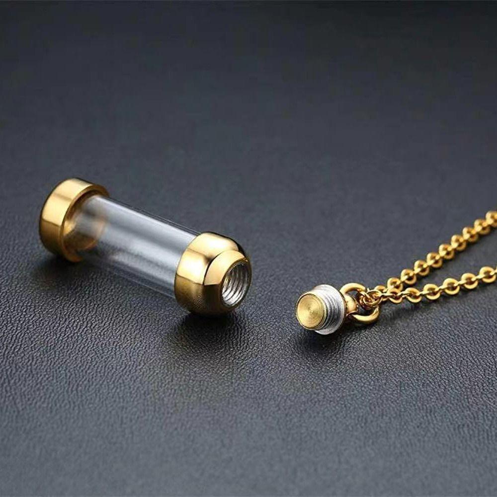 Can Open Urn Necklace Stainless Steel Ashes Cremation Memorial Pendants Hollow Tube Necklaces
