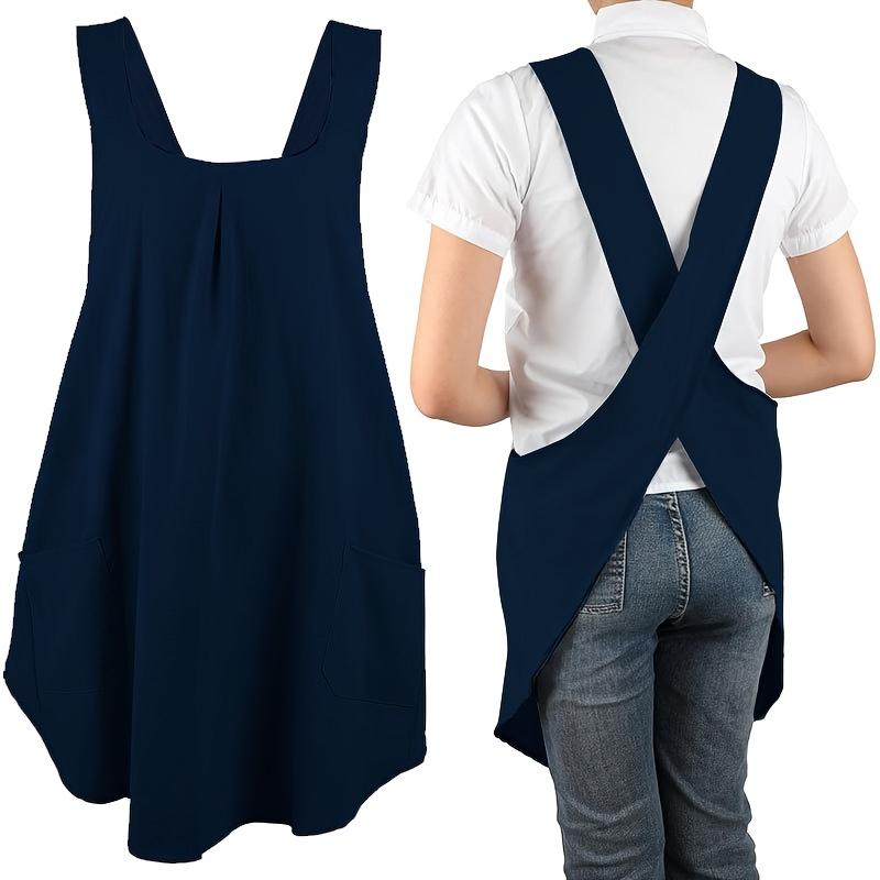 

1pc Women s Breathable Polyester Apron - Kitchen & Gardening Apron with Adjustable Waistband, Durable & Easy-Clean for Cooking, Painting, Crafting 1pc темно-синього кольору