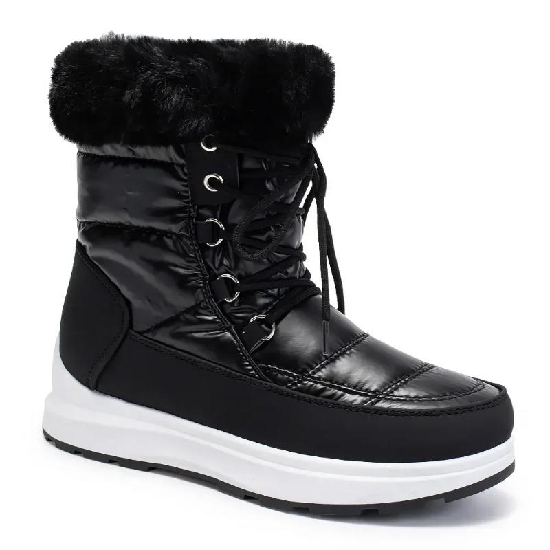 Winter New Woman Warm Snow Boots Waterproof Lace-Up Thicken Plush Winter Botas Mujer Warm Platform Ankle Boots