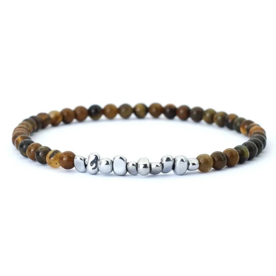 4mm Small Beaded Minimalist 4mm Stone Beads Bracelet Unisex Lucky Red Howlite Strand Braslet Natural Tiger Eyes Lava Gemstone Braclet Joias