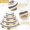 1Pcs Wooden Tambourine 4/6/8/10-Inch White Rim with Metal Jingles Musical Percussion Instrument for Concert Church Party