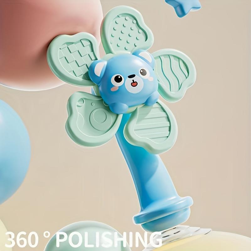 Baby Suction Cup Rotating Windmill Toy - 4 Animal & - Plastic, with Teething Ring , Motor Skills Development, Sensory Toy, Christmas/Halloween