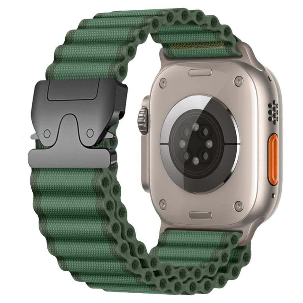 Watch Band For Apple Watch Series 11 10 42mm / 9 8 7 41mm / SE3 SE2 SE 6 5 4 40mm / 3 2 1 38mm Parachute Buckle Wide Ripple Pattern Nylon Wrist Strap