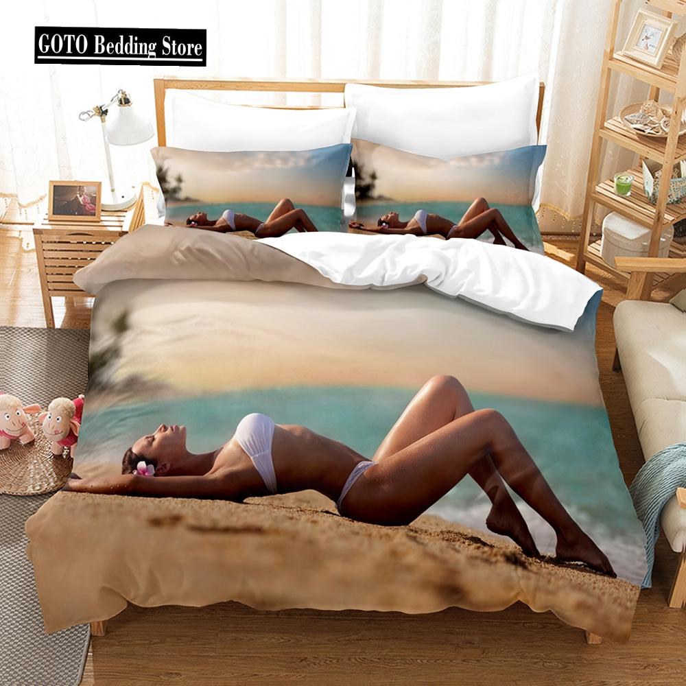 3D Print River Stream Bikini Beauty Bedding Set for Women ,boys Men Super Comfortable Microfiber Fabric Duvet Cover+Pillow Cases
