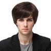 Herren Kunsthaar-Perücken Braun mit Pony Kurz Geschichtet Wellenhaar für Tägliche Party Cosplay Hitzebeständige Faser