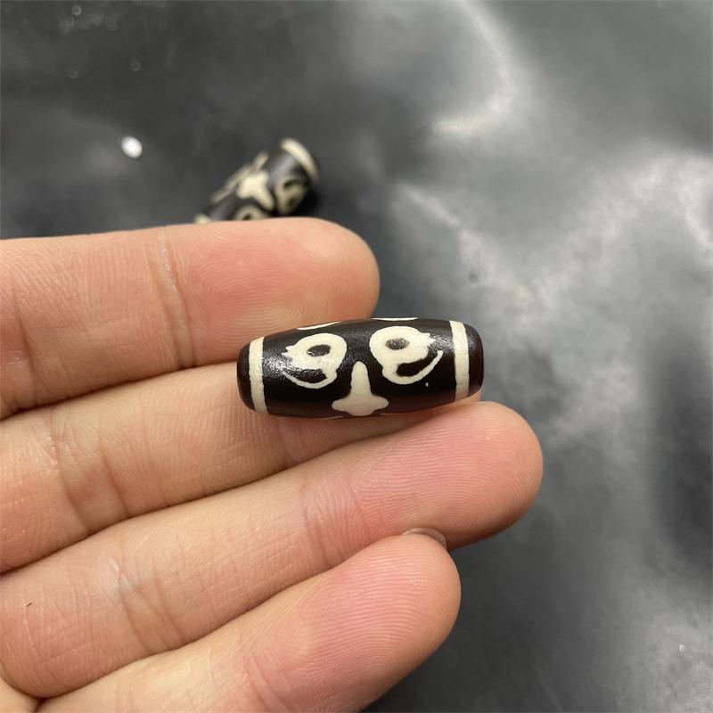 Aged Black & White Zhakilam Jade Tube Beads Approx. 10x28 mm