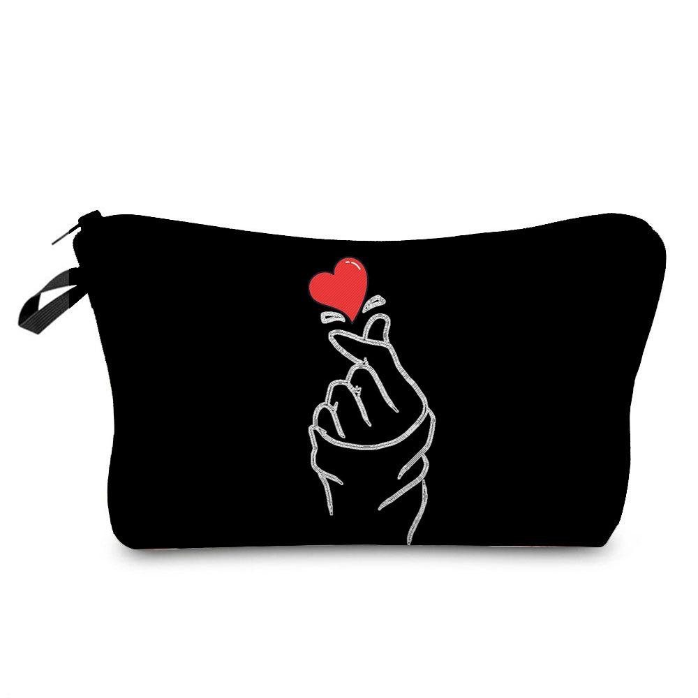 Women Rainbow heart Print Cosmetic Bag Toiletries Organize Travel Storage Case 6374 CLE
