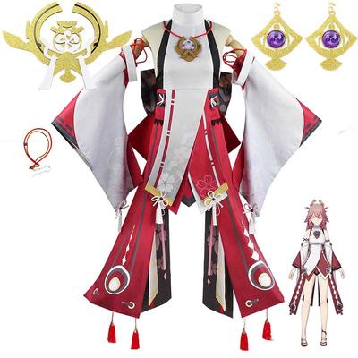 Yae Miko Cosplay Costume Guuji Yae Eleganckie Stroje Guuji Pełny Zestaw Guuji Yae Sukienka Nakrycia Głowy Strój Do Gry