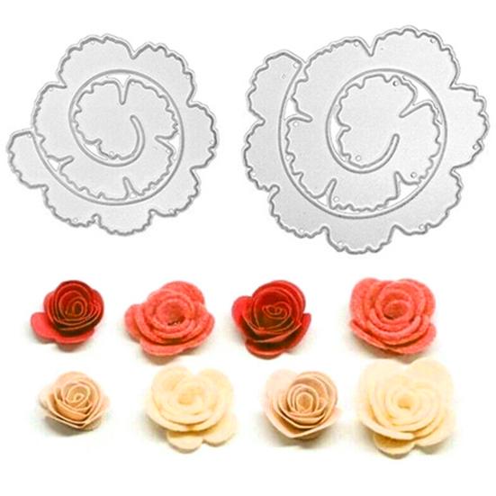 2Pcs/Set Stencil Mold DIY Scrabooking Supplies Carbon Steel Spiral Decoration Flower