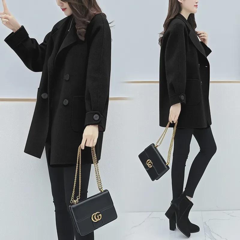 "Women's Stylish Mid-Length Wool Coat - New for Autumn/Winter 2024, In Loose & Slim Fits, Sizes Available."