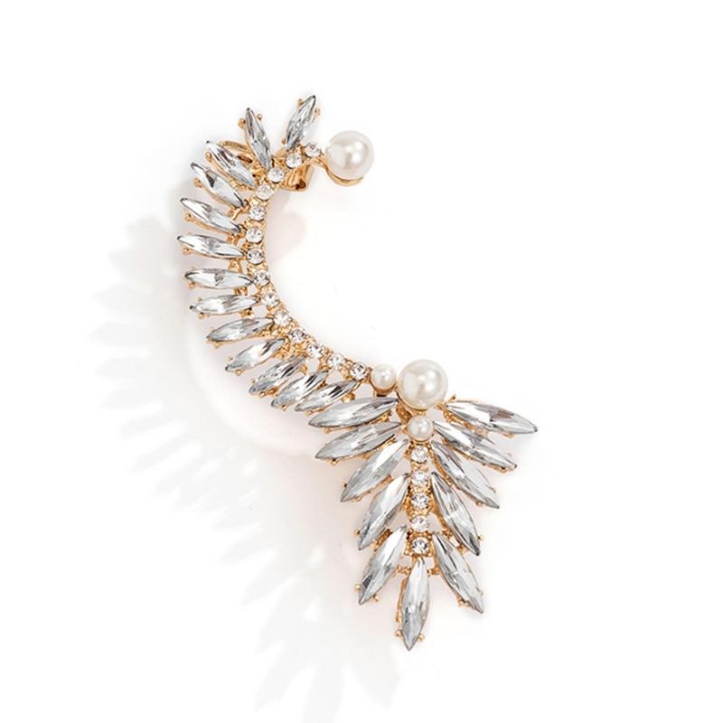 Vintage Kristal Elf Kulağı Manşetleri Küpe Takı Oyuk Metal Yaprak Deliksiz Sallantılar Klipsli Küpeler Kadınlar İçin