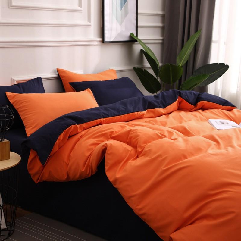 Soft Brushed Microfiber Bedding Set 4PCS Solid Color Minimalist Nordic Style Queen King Size