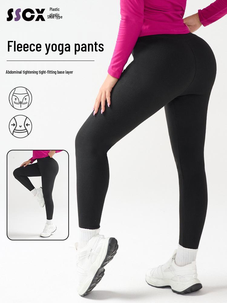 Women's High Waist Thermal Fleece Yoga Pants for Autumn and Winter - Hip Lift & Base Layer Fitness Leggings