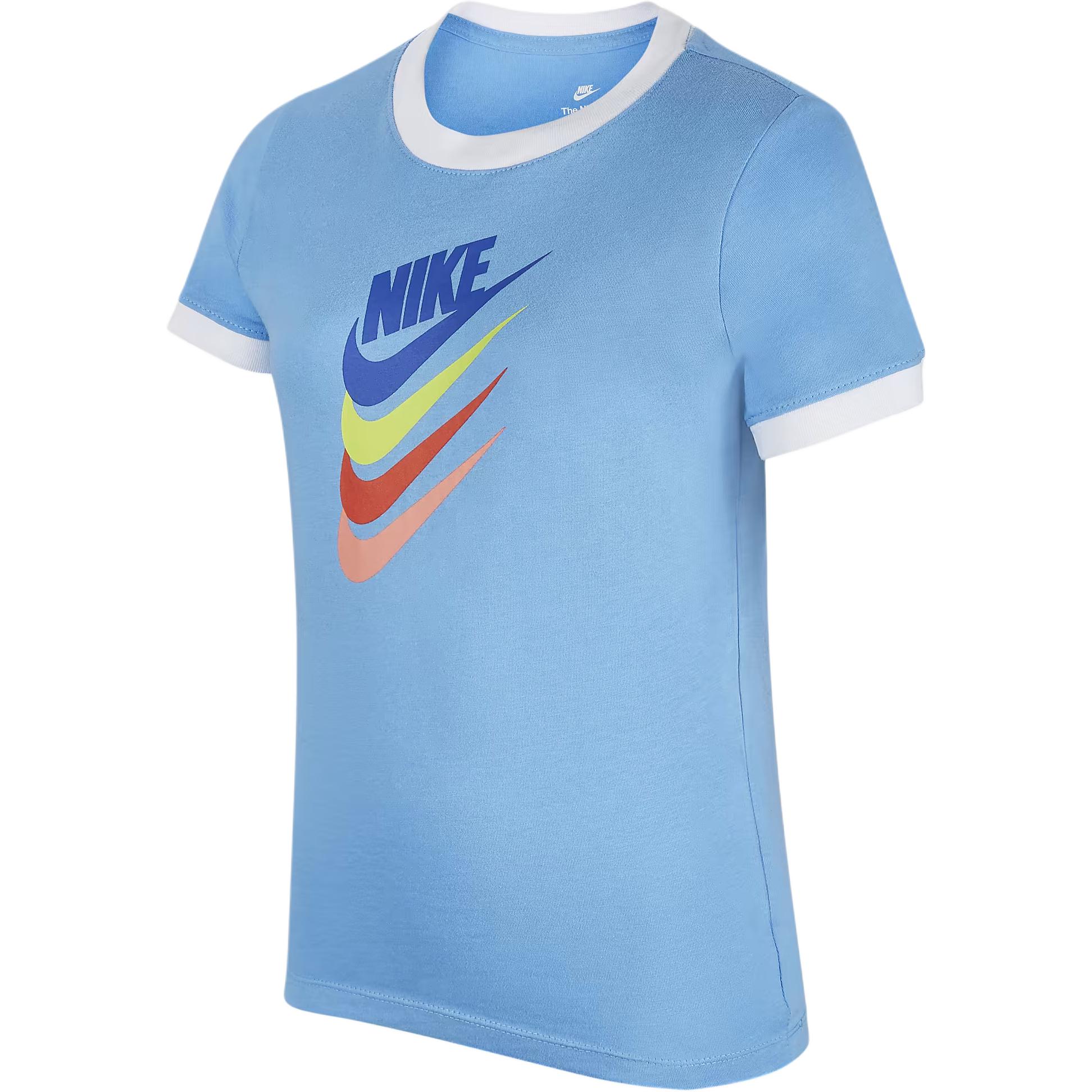 

Nike Color Block Logo Print Short Sleeve T-Shirt Kids tops Blue DQ4384-412 M
