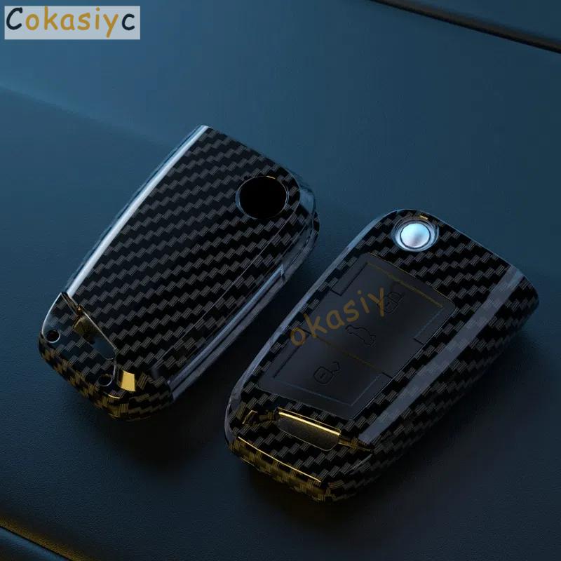ABS Carbon Faser Auto Schlüssel Fall Abdeckung Fob Für VW Volkswagen Golf 7 MK7 Tiguan MK2 Für SEAT Ateca Leon FR 2 Ibiza Für Skoda Octavia