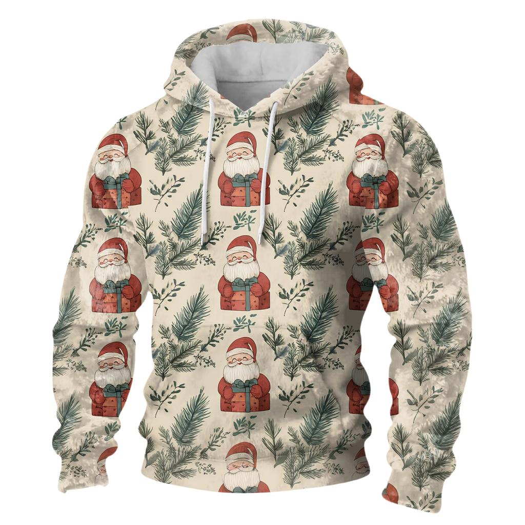 Men's Long-Sleeve Casual Flannel Hooded Sweatshirt