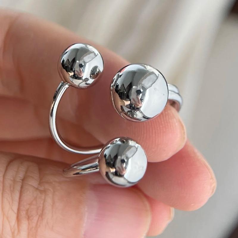 Rings for Women Couple Minimalist Handmade Simple Three Balls Ring Fine Jewelry Gift Prevent Allergy