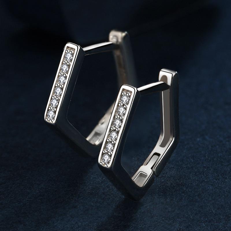 Ohrringe aus 925er Sterlingsilber für Damen, origineller Charme, doppelte Creolen mit Pavé-Zirkonia, feiner Verlobungs- und Jahrestagsschmuck, Geschenk 5355