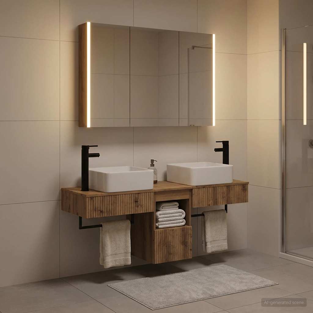 Bathroom Cabinet Set 4 pcs Artisan Oak 103.5 x 15.5 x 70 cm