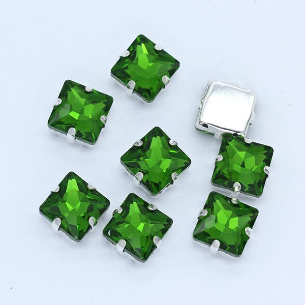 Strassuri Pătrate din Sticlă de Cristal cu Gheare Argintii, Artizanat Cusut pe Piatră, Accesorii Vestimentare, Rochie de Mireasă, Pantofi, Geantă, Garnitură DIY