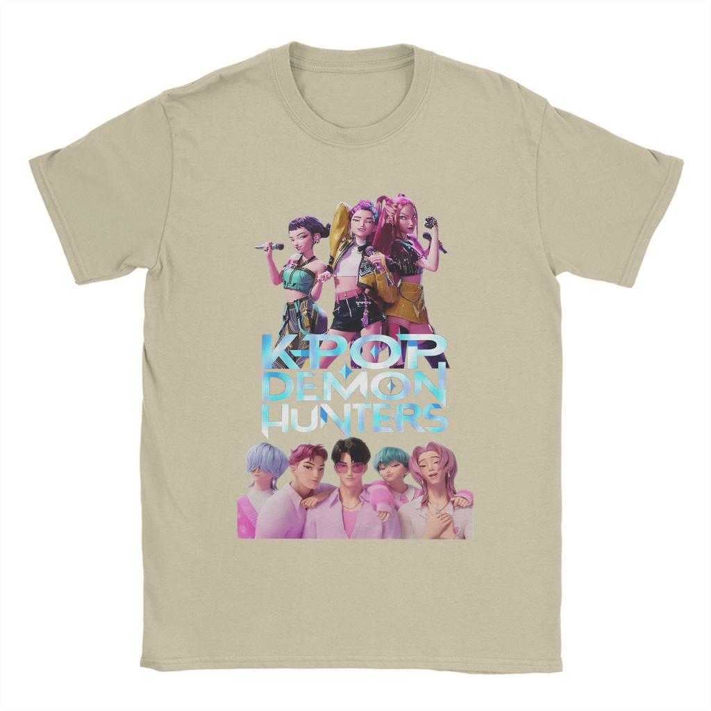 KPop Demon Hunters T-Shirt for Men Saja Boys Fan Gifts Vintage 100% Cotton Crewneck Short Sleeve T Shirts Unique Clothing