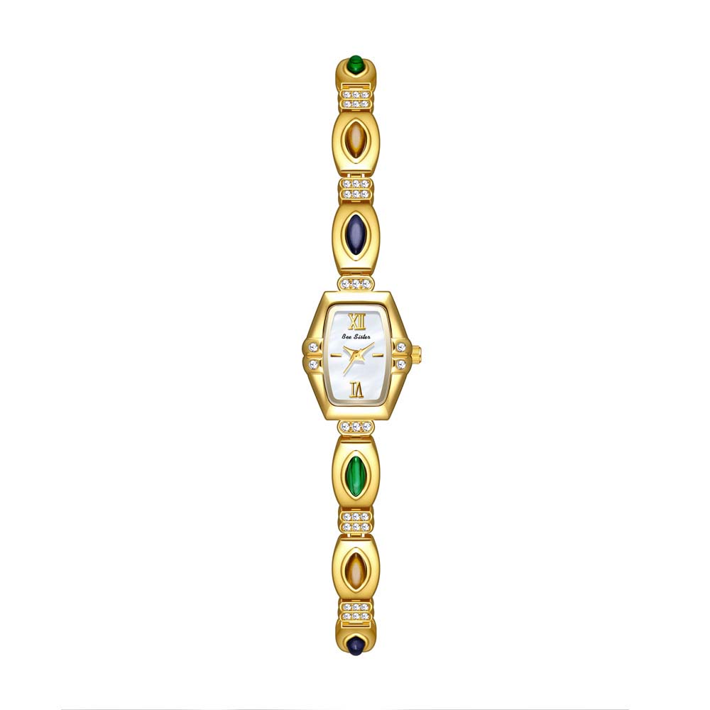 

New Luxury Gold Women Watches Natural Color Jade Bracelet Quartz Women s Wristwatch Square Dial Fashion Dress Watch Gifts