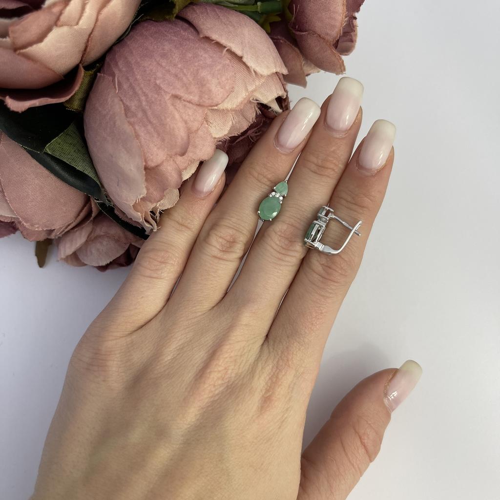 Silver Earrings with Natural Emerald 2.851ct (2111139)