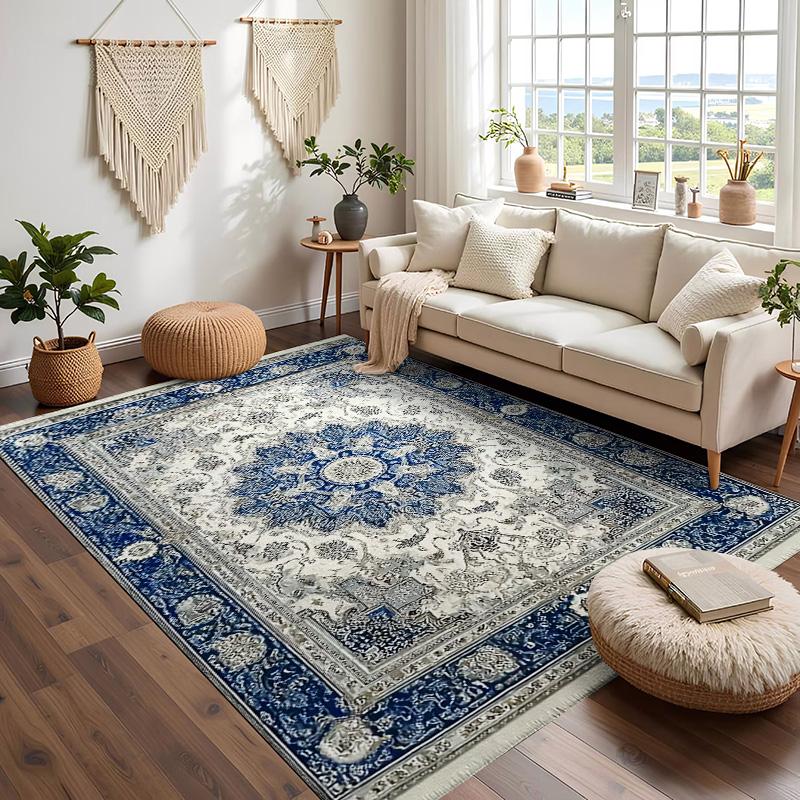 

RAKKS Ковер Бохо из бархата с противоскользящим покрытием, Сверхпрочный, Большой ковер-накидка, Не линяет, для спальни, гостиной, коврики, светло-голубой 40x60cm15.8x23.6in