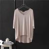 V-neck Undershirt Women's Five Quarter Sleeved T-shirt Summer Thin Plus Size Loose Sleepwear Mid Sleeved Korean Top