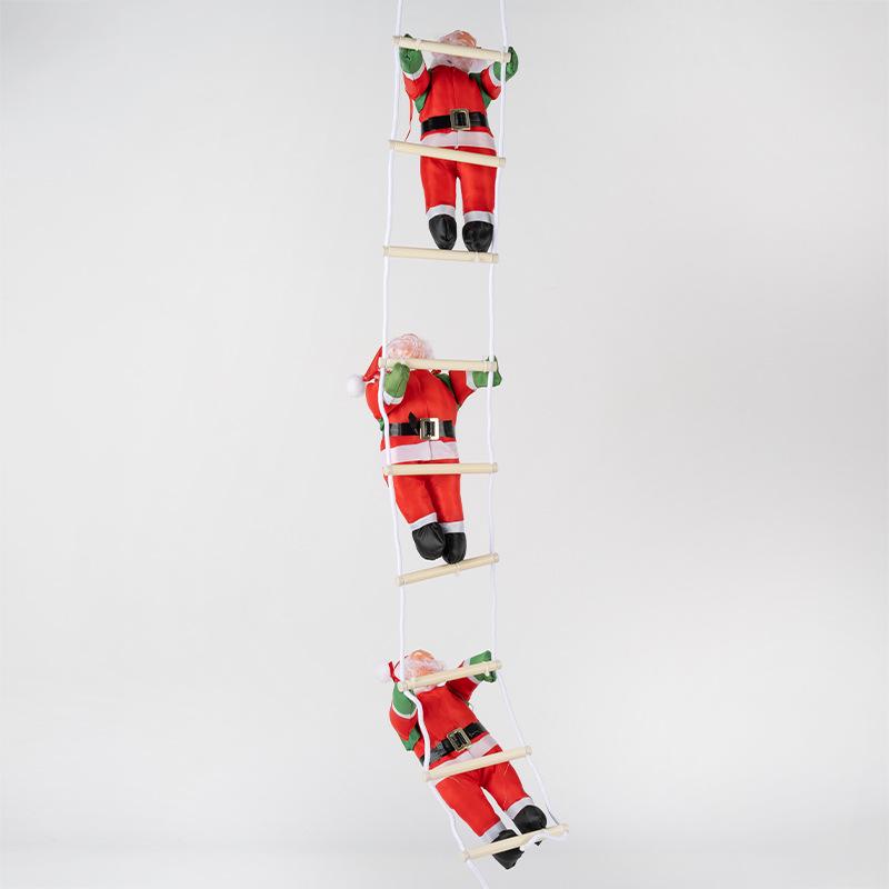 Climbing Santa Claus Christmas Decoration with Ladder and Rope for Window Display