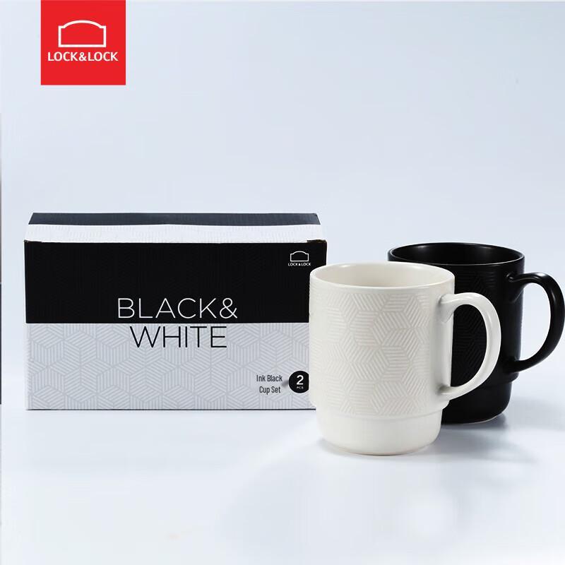 LOCK&LOCK Black & White Ceramic Mug Pair Set