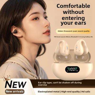 Nuevo auricular Bluetooth de alta potencia con clip para la oreja, inalámbrico, sin movimiento, no penetra en el oído, conducción aérea, indoloro, de larga duración.
