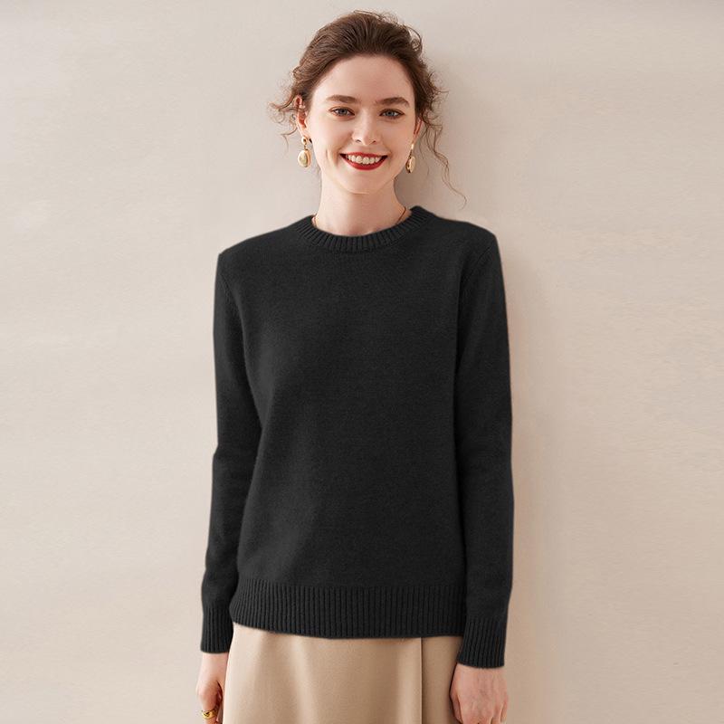 2025 Women's Autumn/Winter Cashmere Round Neck Double-Ply Thick Sweater - Loose, Versatile, Knit Base Layer