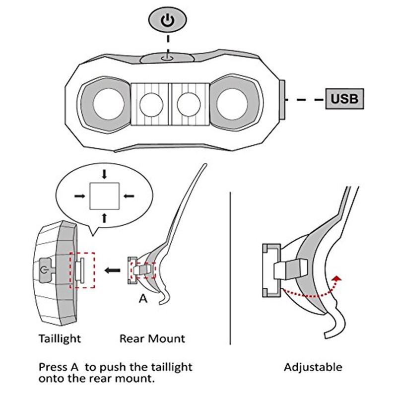 Bicycle Tail Light USB Charging Warning Lamp Waterproof Super Bright Light for Night Cycling