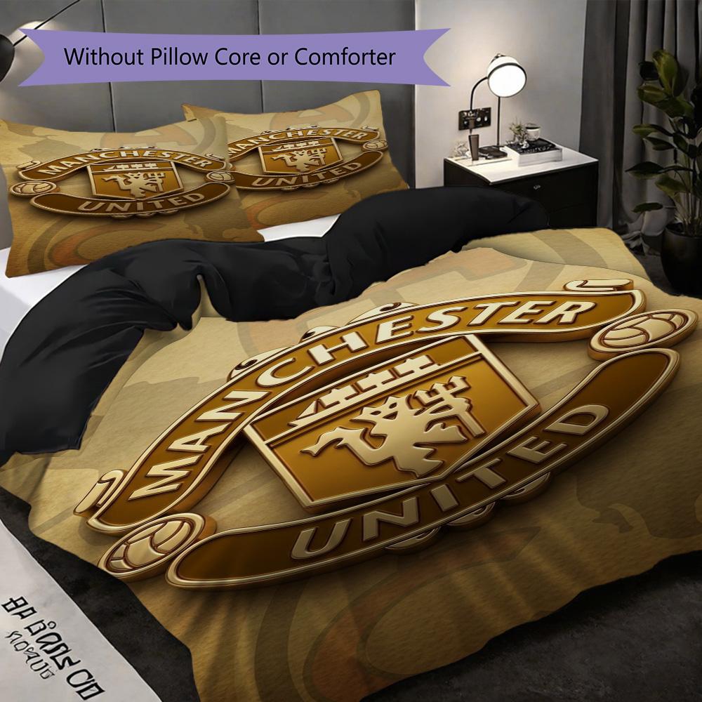 Glory Manchesters Emblematic Pride Three-piece set (1 * duvet cover + 2 * pillowcase, without core) 2D Flat Christmas birthday gift