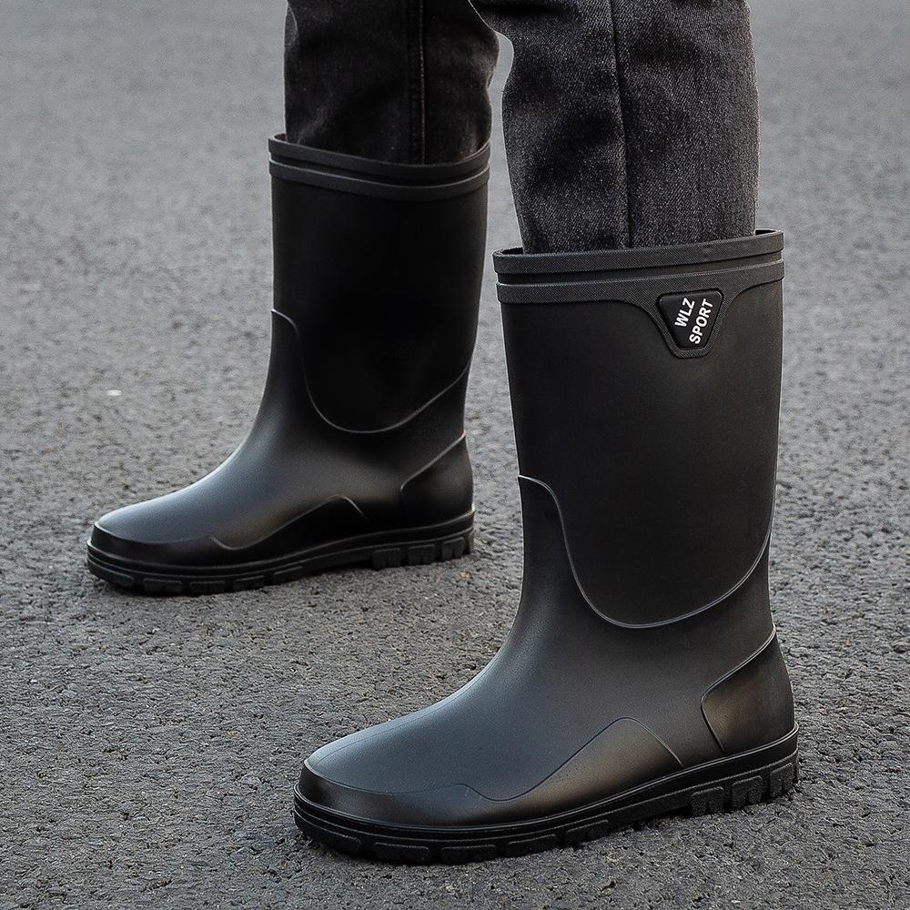 Fashion bundle short rain shoes men's medium water boots high rain boots men's new non-slip waterproof long rubber shoes men