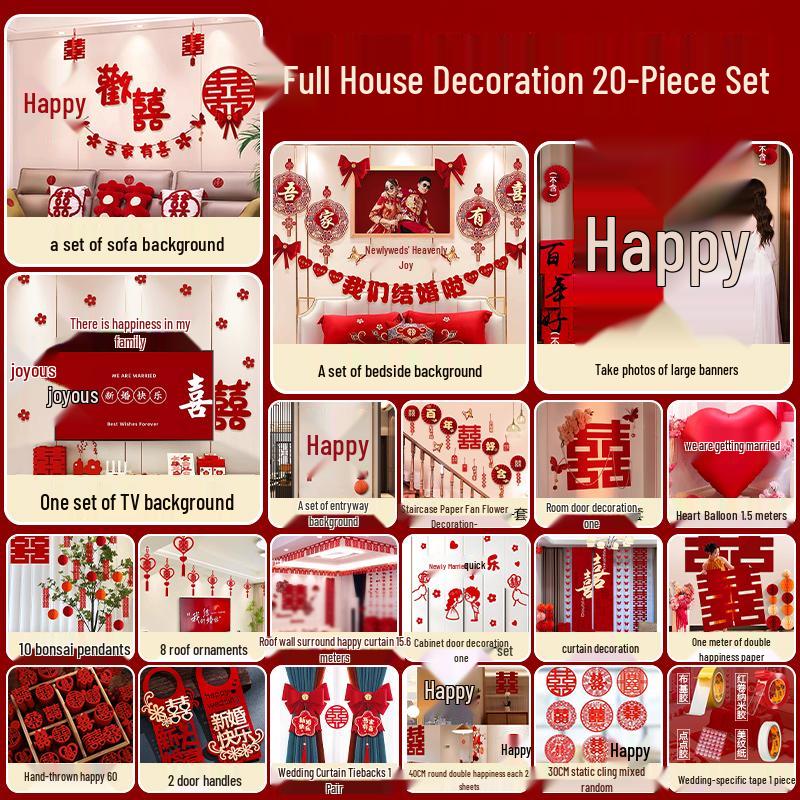 Wedding Ceremony Room Décor Set: Bridal & Groom's Room, Living Room Sofa & Background Wall Decorations