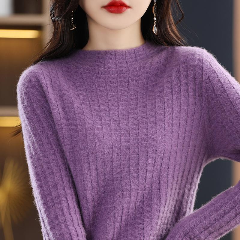 Women's Cashmere Sweater Qinghe Cashmere 30% Cashmere 70% Wool Women's Autumn and Winter Cashmere Pullover Soft and Warm