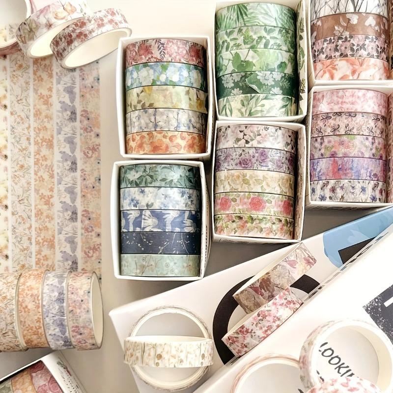 5 Rolls/set of Simple and Romantic Spring Flower Boxes and DIY Decorative Stickers Used for Daily Decorative Sticker Tape