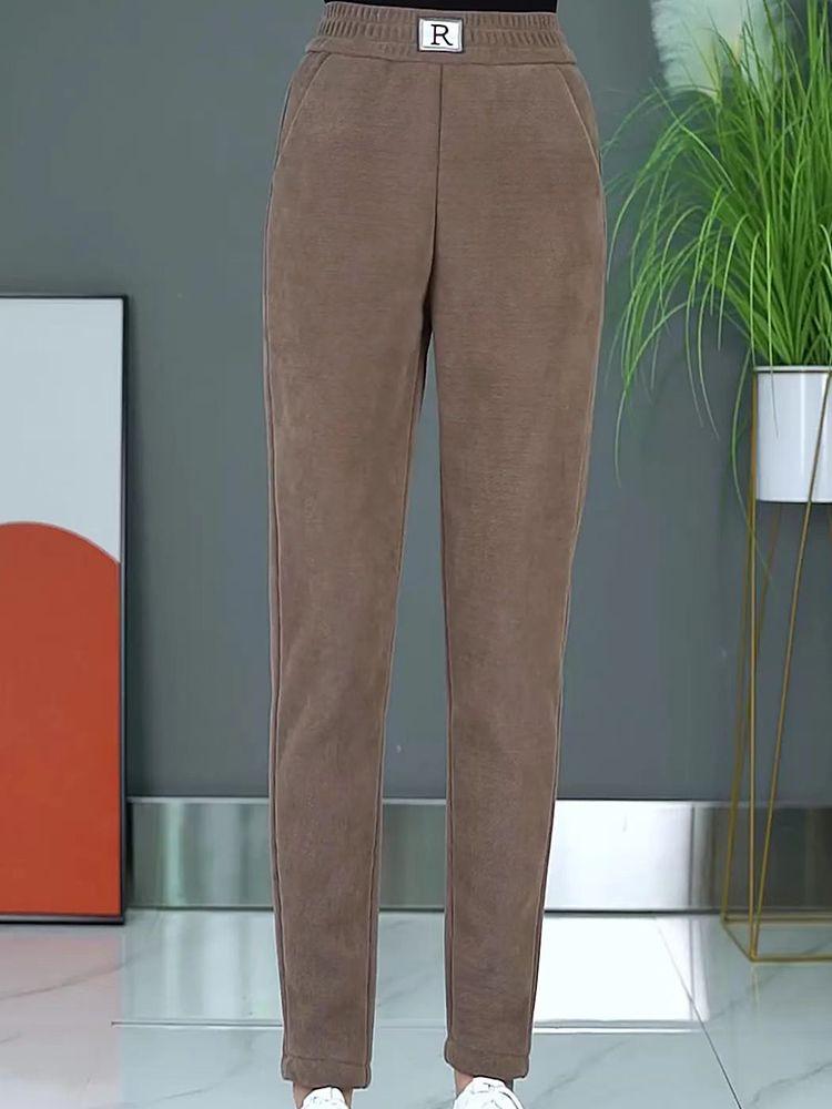 Pantalon Harem Slim Amincissant Taille Haute pour Femme en Coton Européen et Velours Arctique - Collection Automne/Hiver 2022