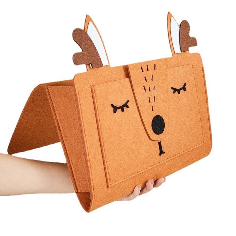Felt Bedside Storage Bag Cartoon Bedside Organizer Sofa Bed Book Phone Remote Control Hanging Storage Bag Couch Holder Pocket