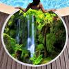 Natural Scenery Waterfall Print Round Beach Towel,Microfiber Comfortable Beach Blanket,Absorbent Quick Dry Pool Towel Picnic Mat