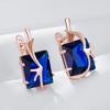 Square Blue Natural Zircon Drop Earrings For Women Fashion  Rose Gold Color High Quality Daily Fine Vintage Jewelry