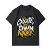 Men's 100% Cotton Crew Neck Short Sleeve T-Shirt, Create Your Own Future Graffiti Crown Print Casual Comfortable Summer Tee for Daily Wear
