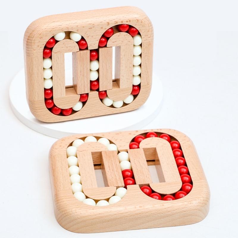 Interactive Wood Bead Puzzle Toy for Kids and Adult with Rotating Beans to Boost Cognitive Ability Fun Family Activity