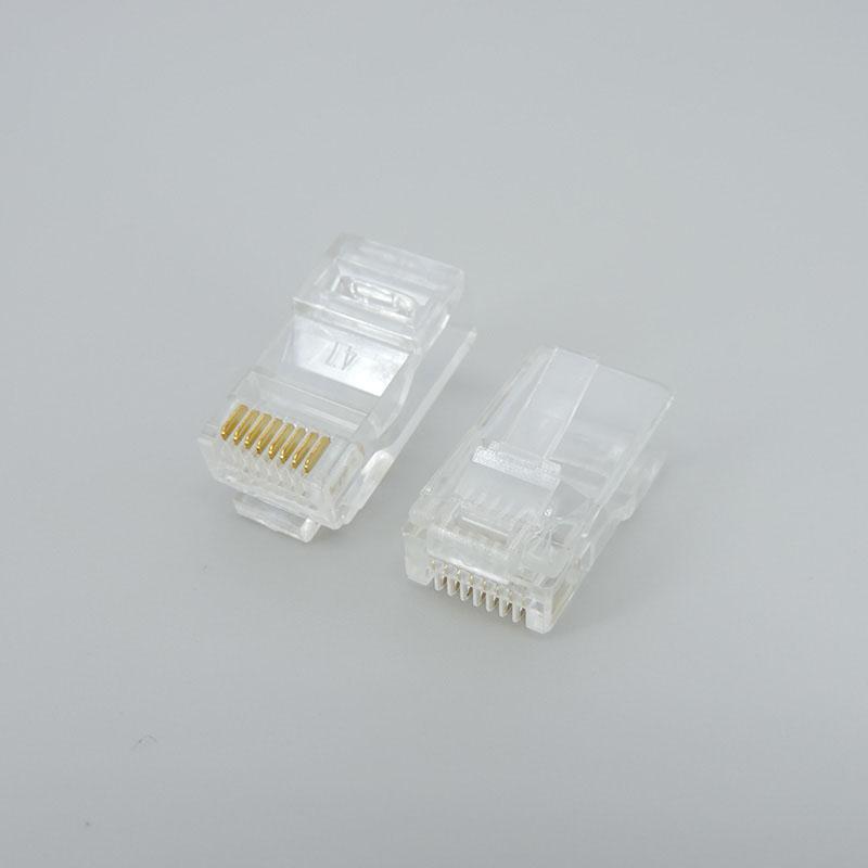 100pcs RJ-45 Network Cable Module Crystal Plug CAT-5/5e 8 Core Gold-plated Ethernet Network Connector AVE